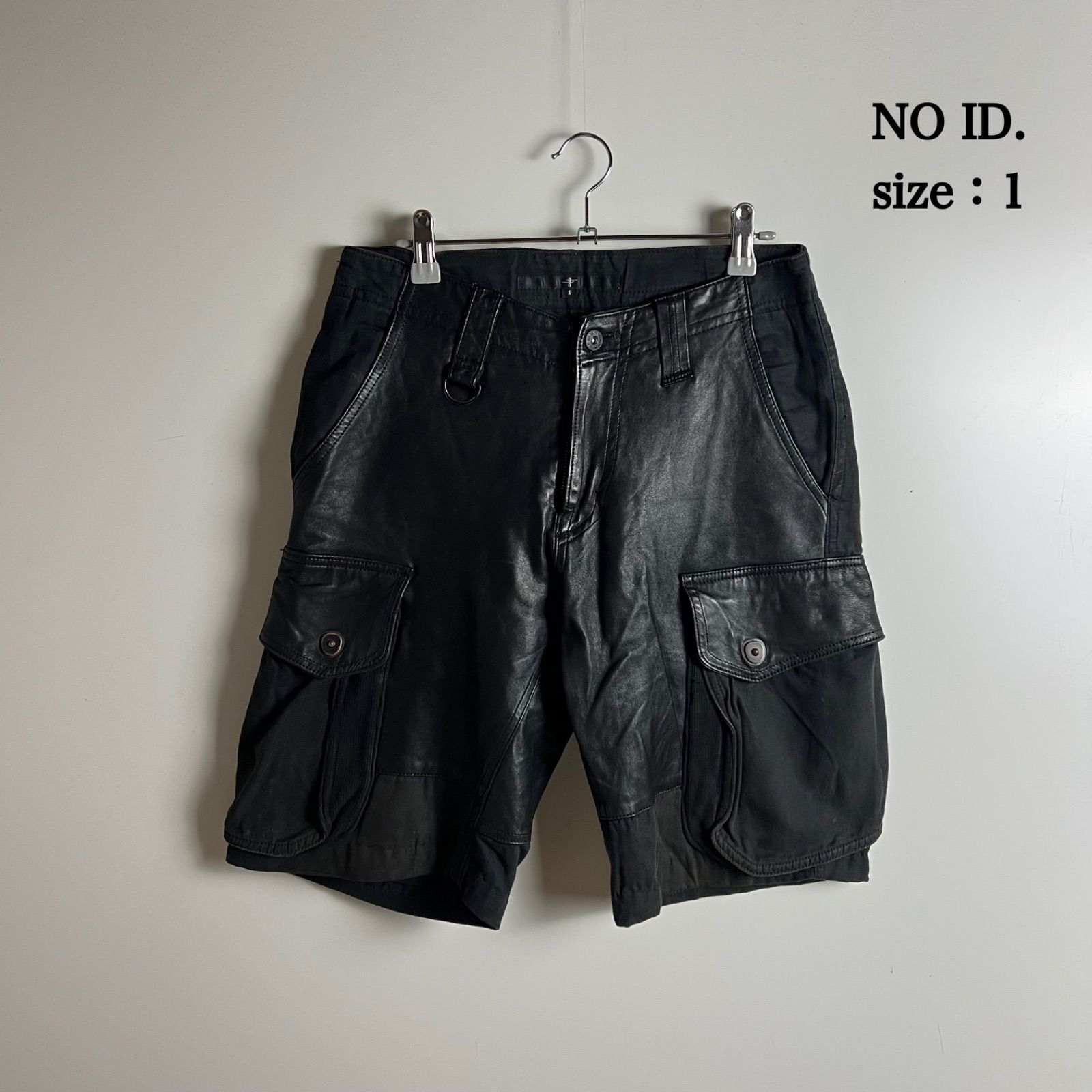 NO ID. 00s y2k archive Leather combi cargo shorts 1 ノーアイディー