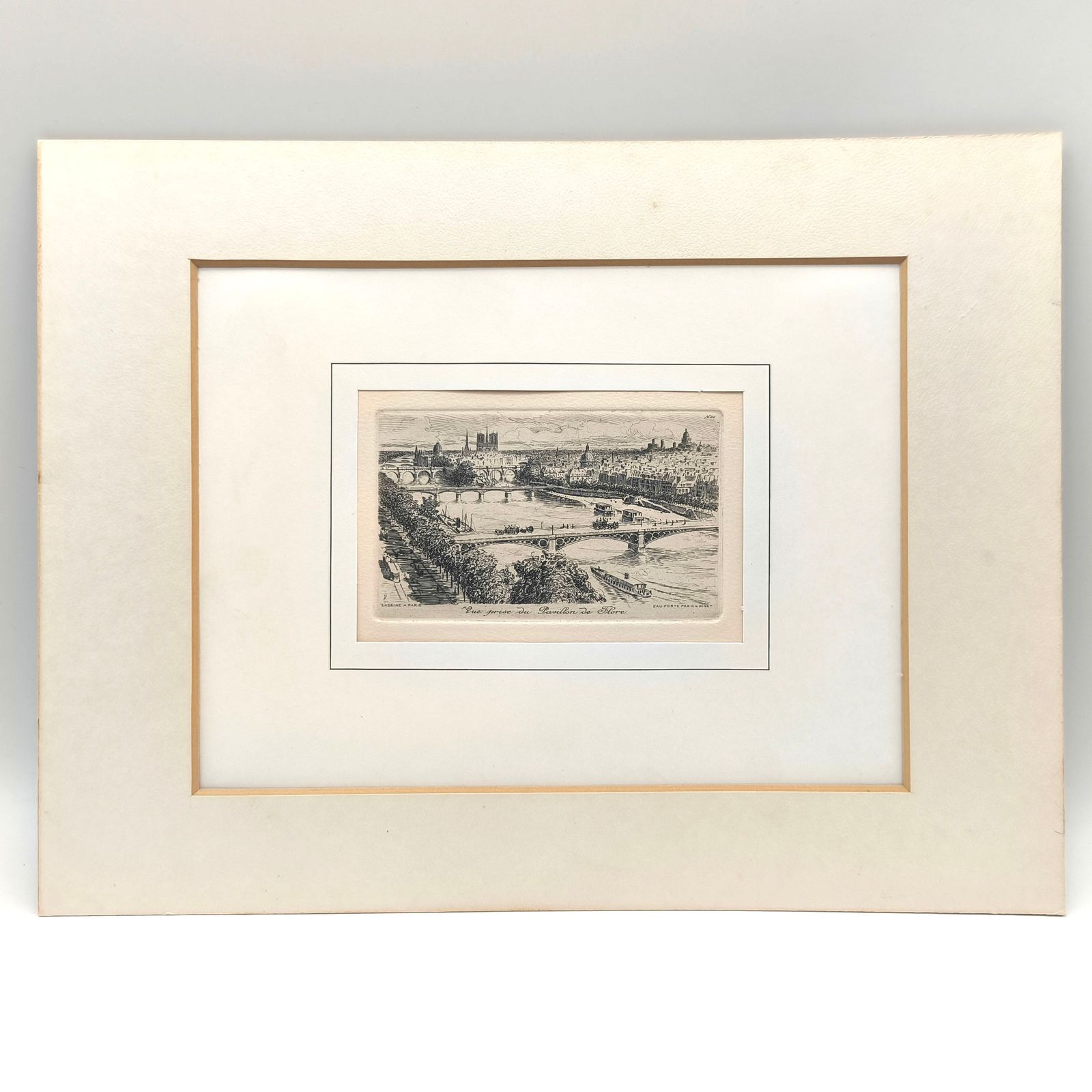 Charles Pinet・シャルル・ピネ・銅版画・エッチング・フランス・セーヌ川・額縁なし・No.260520-09・梱包サイズ80