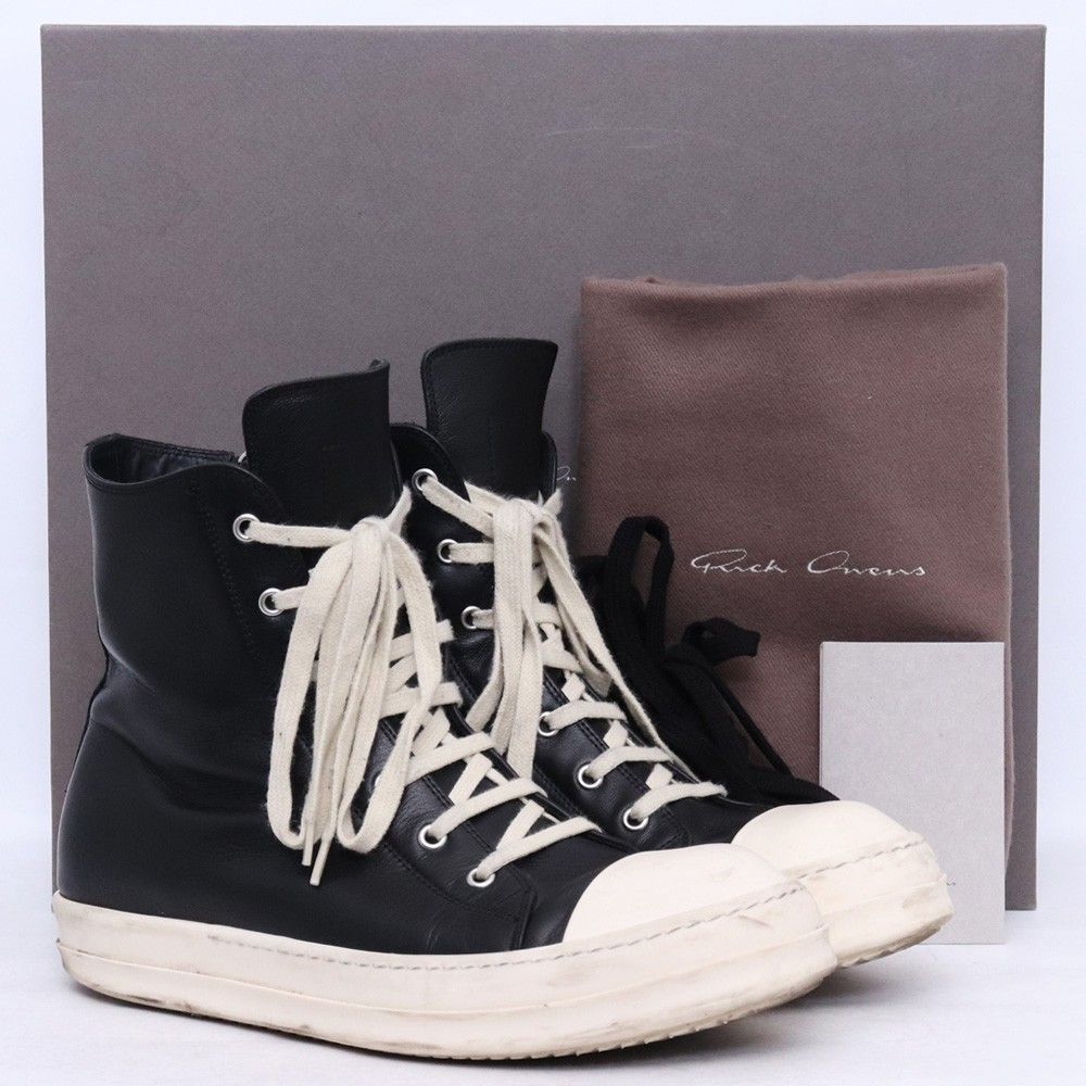 RICK OWENS ラモーンズ レザーハイカットスニーカー サイズ42 ブラック