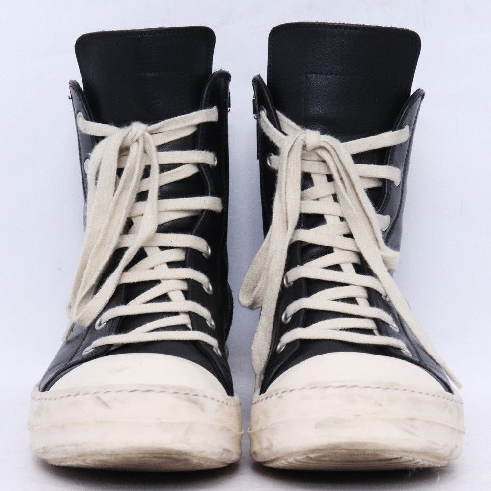 RICK OWENS ラモーンズ レザーハイカットスニーカー サイズ42 ブラック