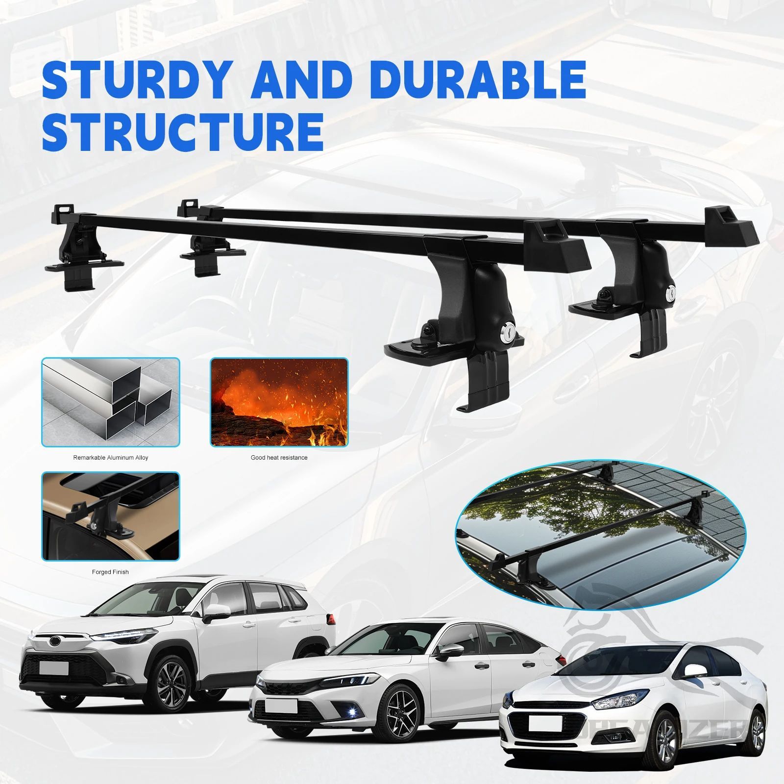 1 PAIR 54 INCH VEHICLE CAR ROOF MOUNTING RACK RAIL BAR CARRIER WITH LOCK TOP CAR RACK