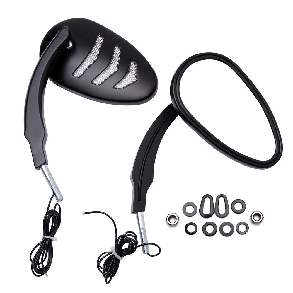 MOTORCYCLE LED MIRRORS WITH TURN SIGNALS HARLEY ROAD KING REAR VIEW SIDE MIRROR LIGHT