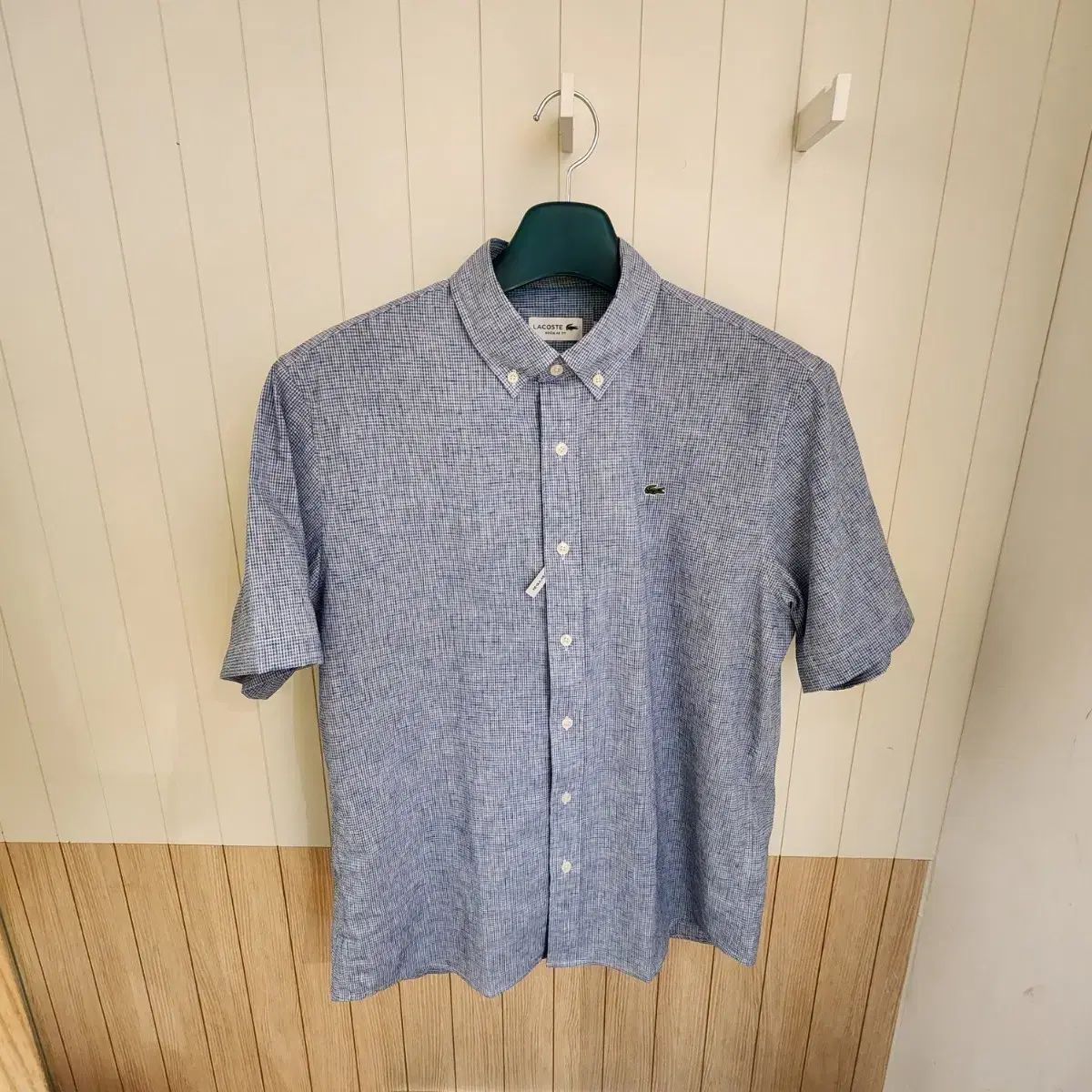 (新品) ラコステ メンズ 半袖 リネン ブレンド CHECK シャツ