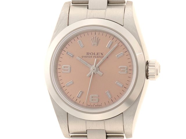 ROLEX　ロレックス　オイスター パーペチュアル　76080　SS　ピンク文字盤　自動巻き　レディース　2148104089717【中古】【430】