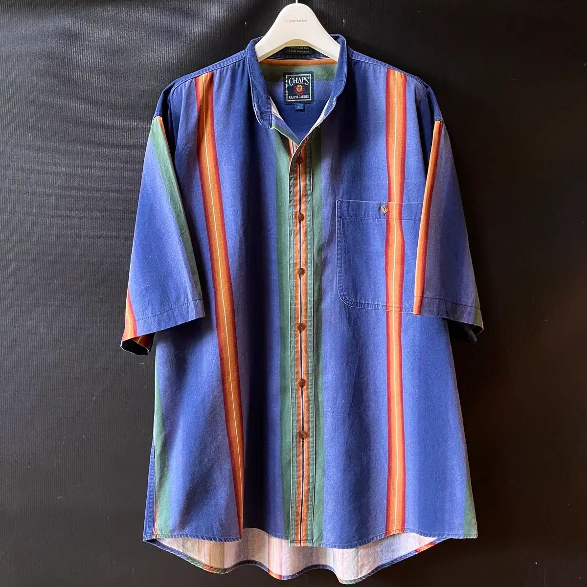 XL) 90s ヴィンテージ CHAPS Ralph Lauren ストライプ 半袖シャツ