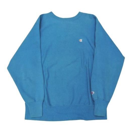 ▲★90s チャンピオン リバースウィーブ 長袖スウェット サイズL ライトブルーUSA製 プルオーバー トレーナー Champion 中古品(134)