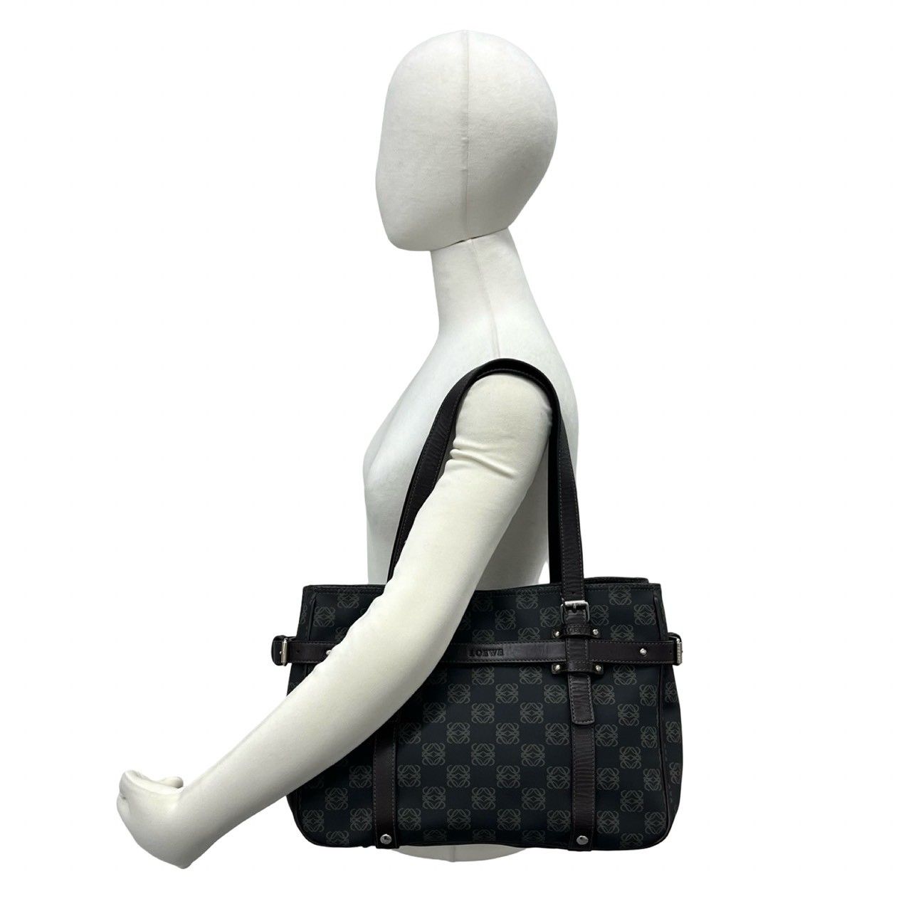 極 美品 袋付き LOEWE ロエベ リピートアナグラム 総柄 レザー 本革