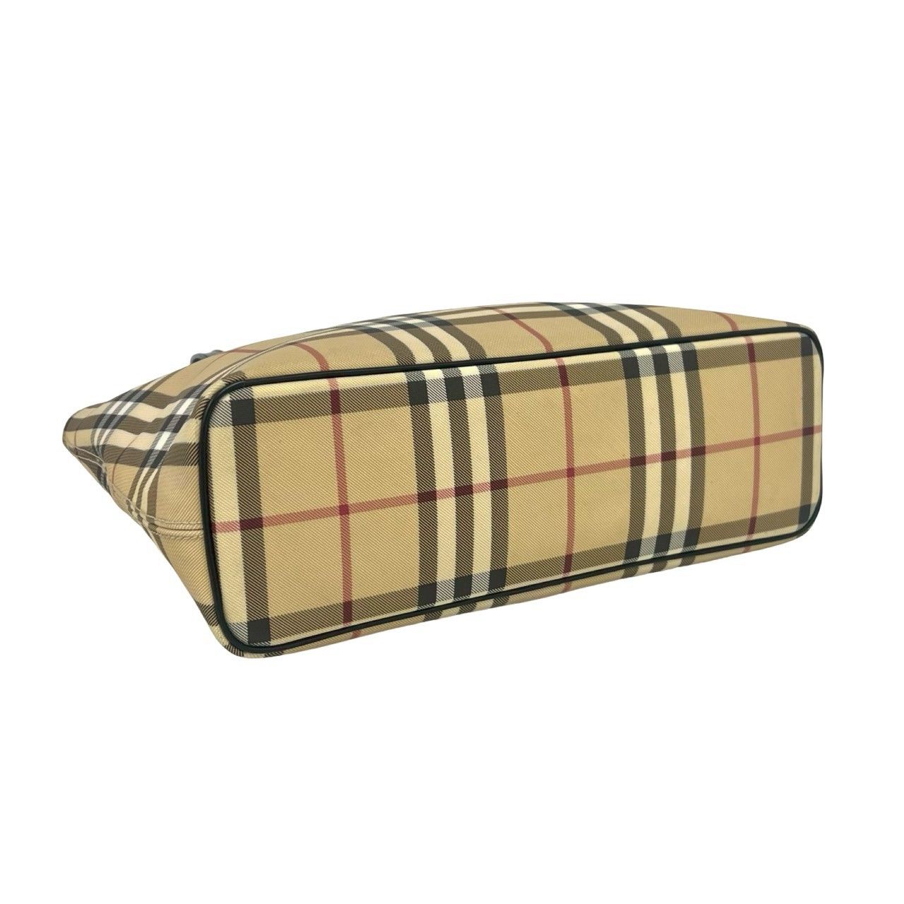 極 美品 BURBERRY バーバリー ノバチェック 柄 キャンバス レザー 本革