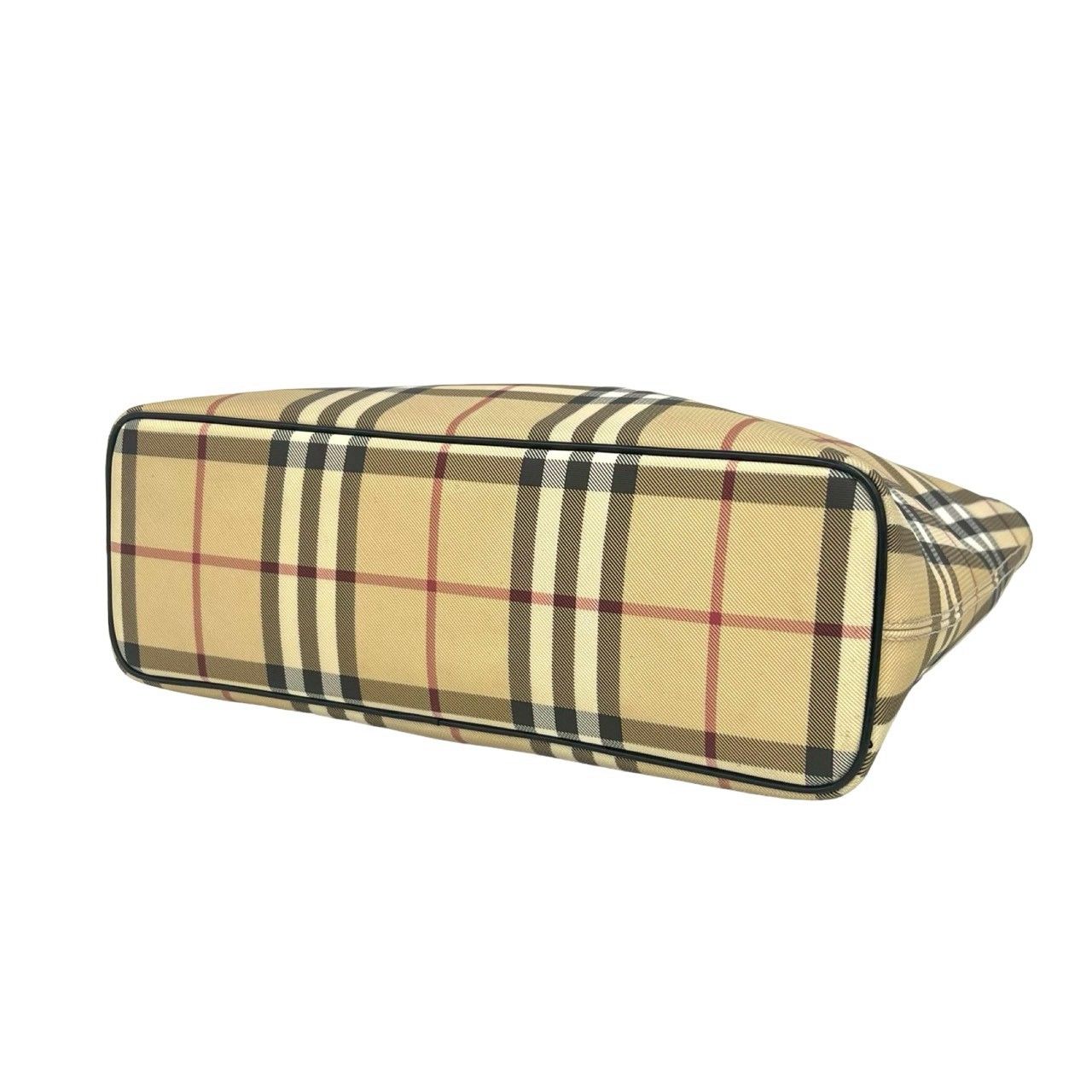 極 美品 BURBERRY バーバリー ノバチェック 柄 キャンバス レザー 本革