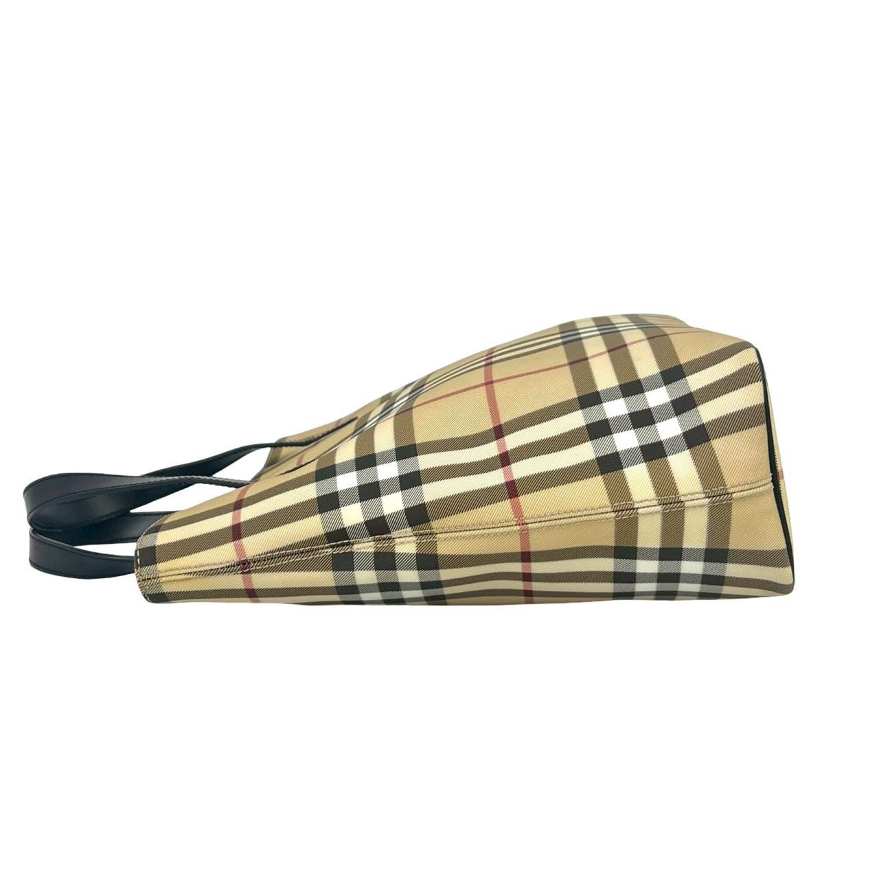 極 美品 BURBERRY バーバリー ノバチェック 柄 キャンバス レザー 本革