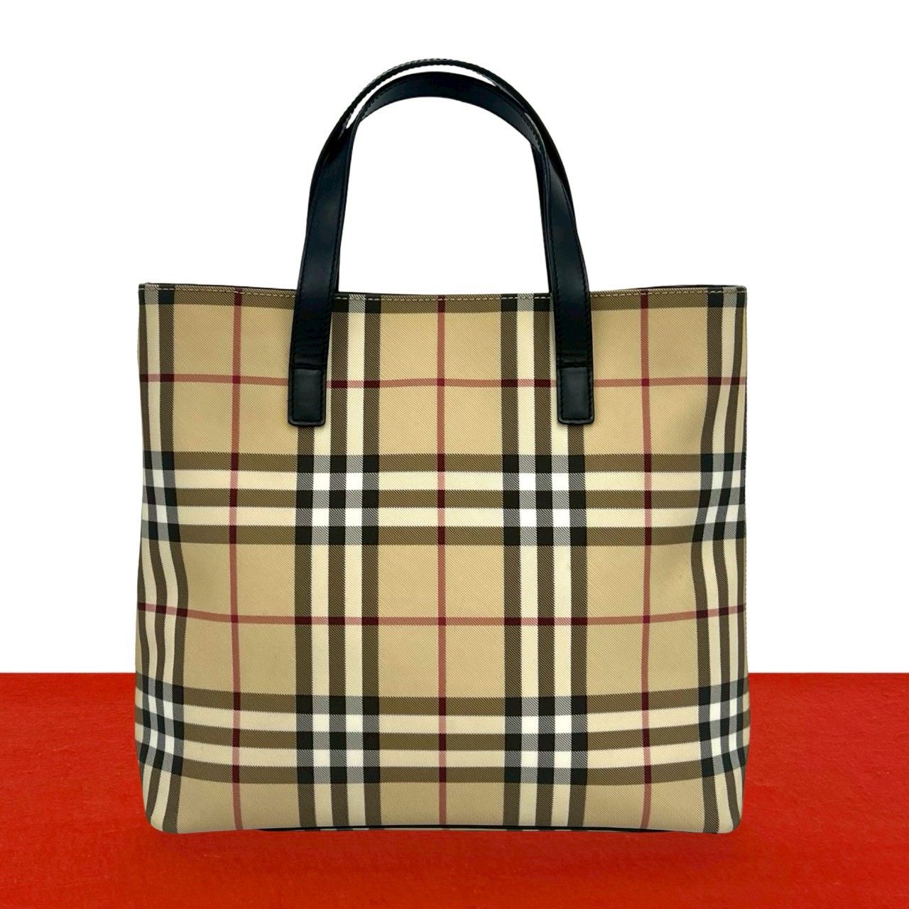 美品 バーバリー トートバッグ ノバチェック A4サイズ レザー キャンバス 極 美品 BURBERRY バーバリー ノバチェック 柄 キャンバス レザー 本革