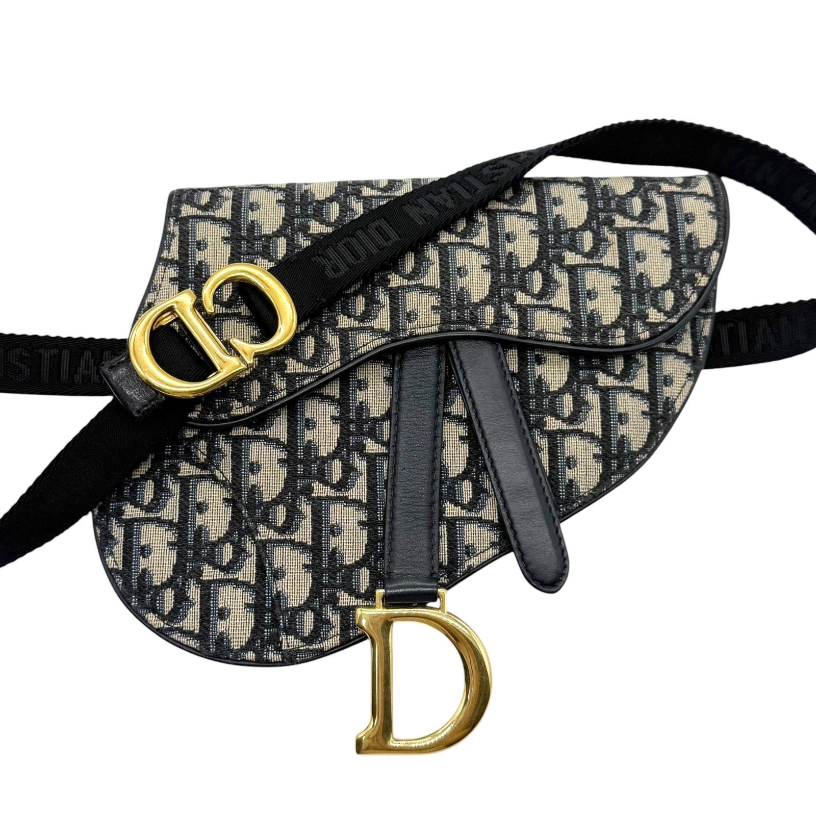使用わずか　Christian Dior　クリスチャンディオール　ウエストバッグ　ベルトバッグ　ウエストポーチ　ボディバッグ　ショルダーバッグ　オブリーク　サドル　トロッター　ネイビー　D金具　ブランド　ハイブランド　5113