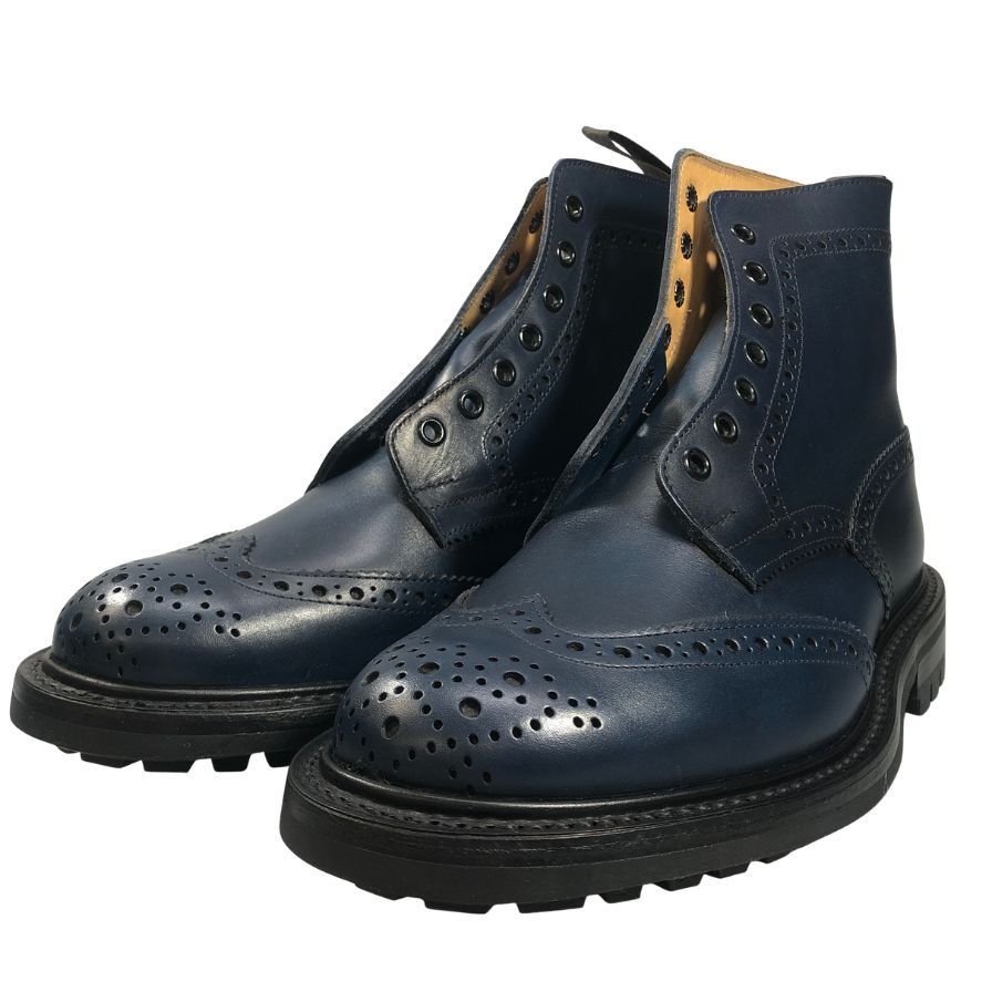 トリッカーズ カントリーブーツ ウイングチップ 944732 M2508 ネイビー UK7ハーフ-5 Tricker’s ブーツ 約26.0cm【LA】【中古】