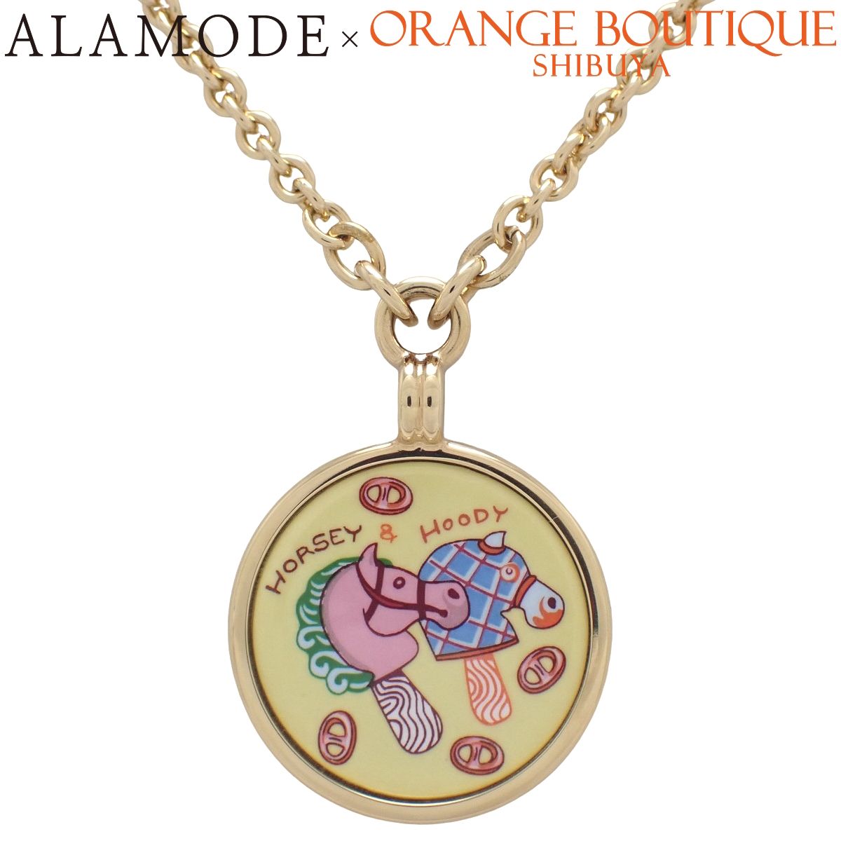 HERMES(エルメス) メダイユ ファニー アイスクリームPM メタル(GP) エナメル ネックレス アクセサリー ジュエリー ペンダント イエロー黄 ゴールド金 マルチカラー レディース 40500536774【中古】【アラモード】