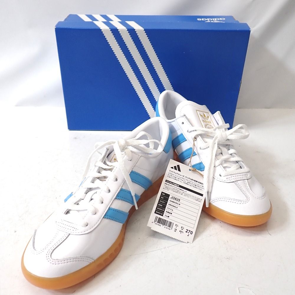 Ft1358001 アディダス スニーカー 靴 ハンブルク JI2625 ホワイト/ブルー 27.0cm レディース adidas 中古