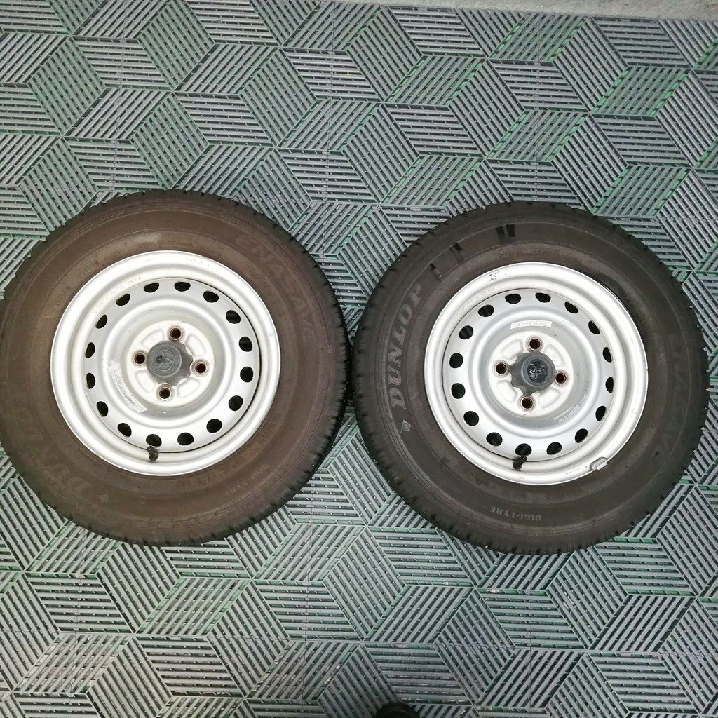 鉄ホイール 夏タイヤ付 2本セット 13インチ 165R13 6PR LT DUNLOP