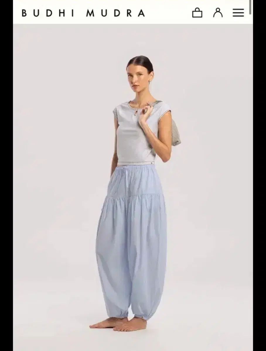 BUDHI MUDRA ブディムドラ ボリューム ロングパンツ_ライトブルー XS