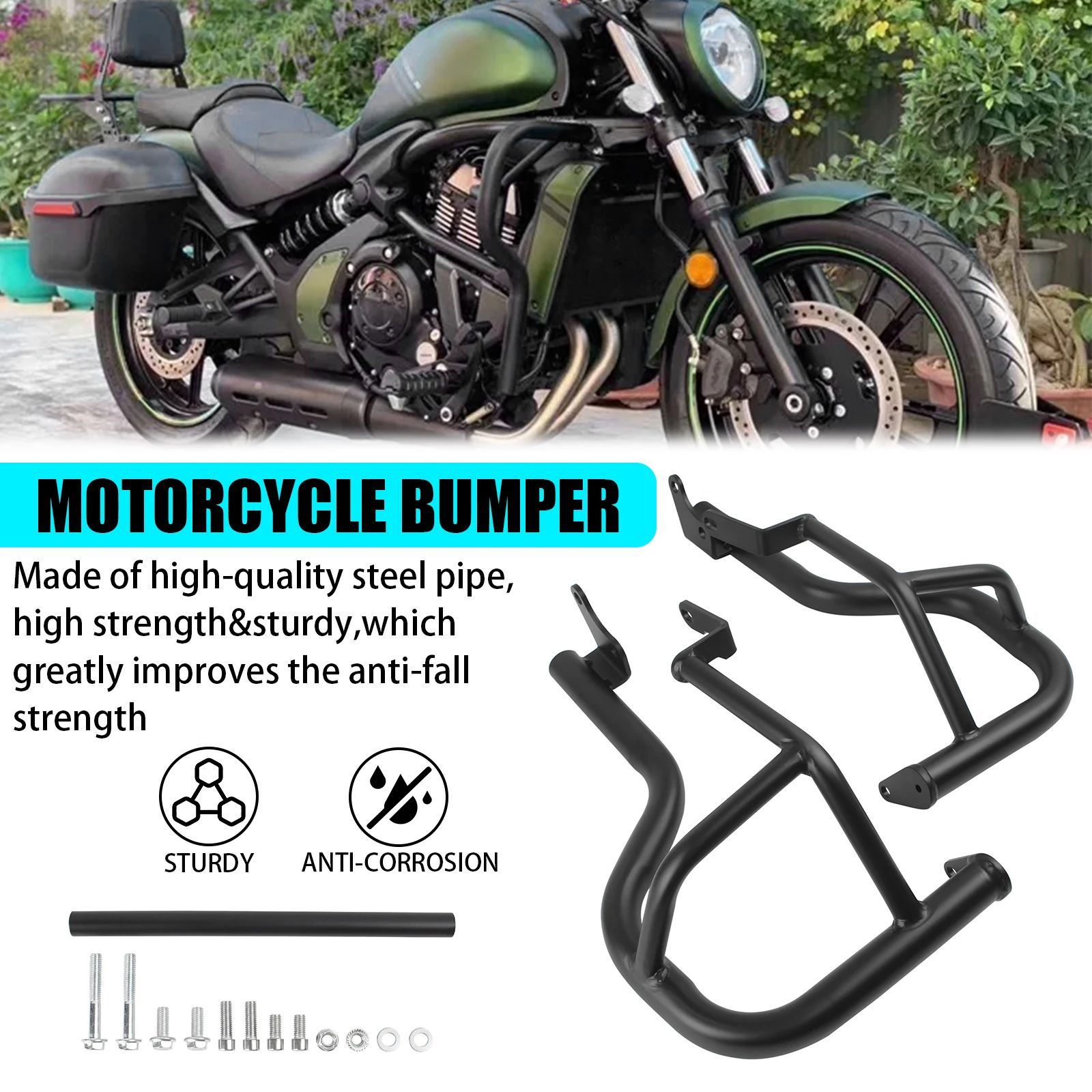 KAWASAKI VN650 VULCAN S 650 EN650 CRASH BARS ENGINE BUMPER GUARD STUNT CAGE PROTECTOR HIGHWAY 2015-2023 MOTORCYCLE
