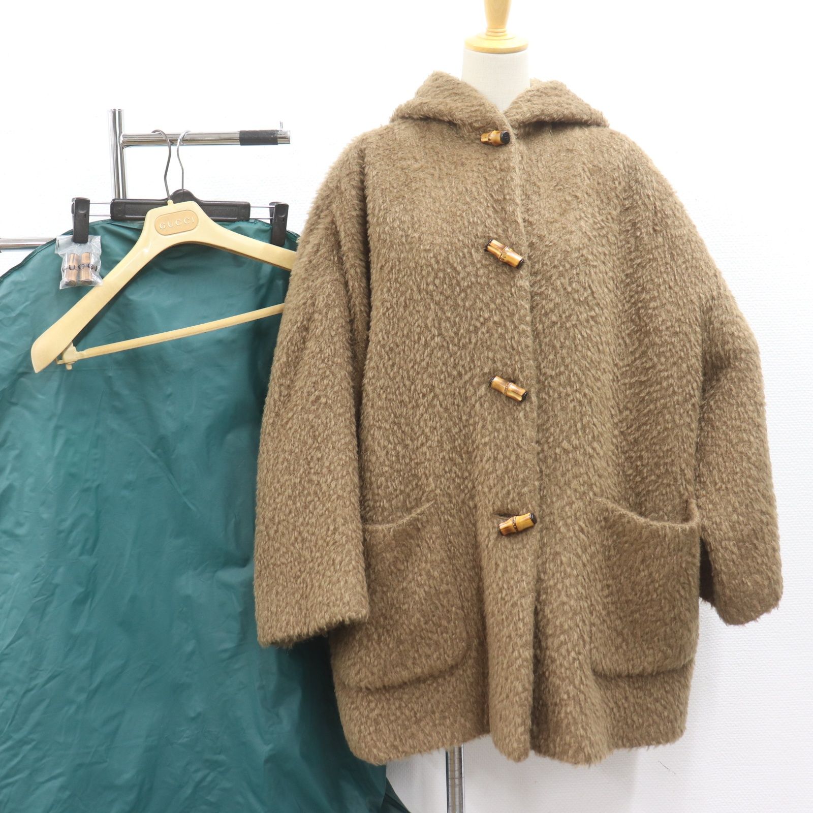 【GUCCI】スプリングコート　コート　バンブー　Aライン　レディース ITENR5VH8685 GUCCI グッチ バンブー コート アウター トップス フード