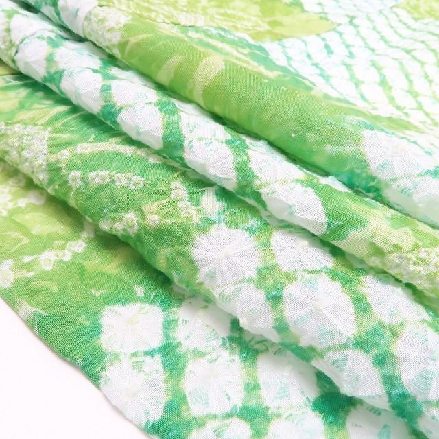 新品・浴衣】有松鳴海絞り 市松 お仕立て上がり品 夏着物 綿 仕付け糸