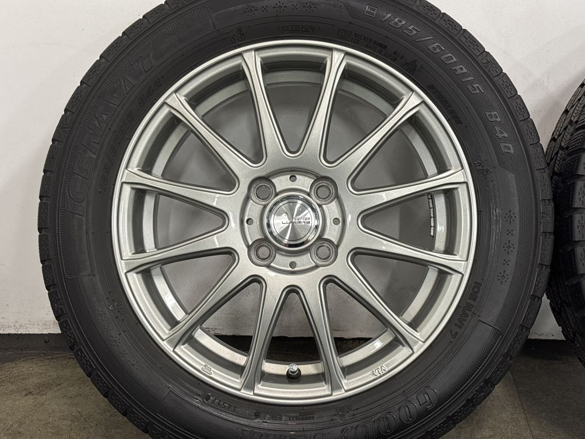 ウェッズRAVRION LUMIEREアルミセット185/60R15管理086 美品】ウェッズ RAVRION LUMIERE 15in 5.5J +42 PCD100 グッドイヤー