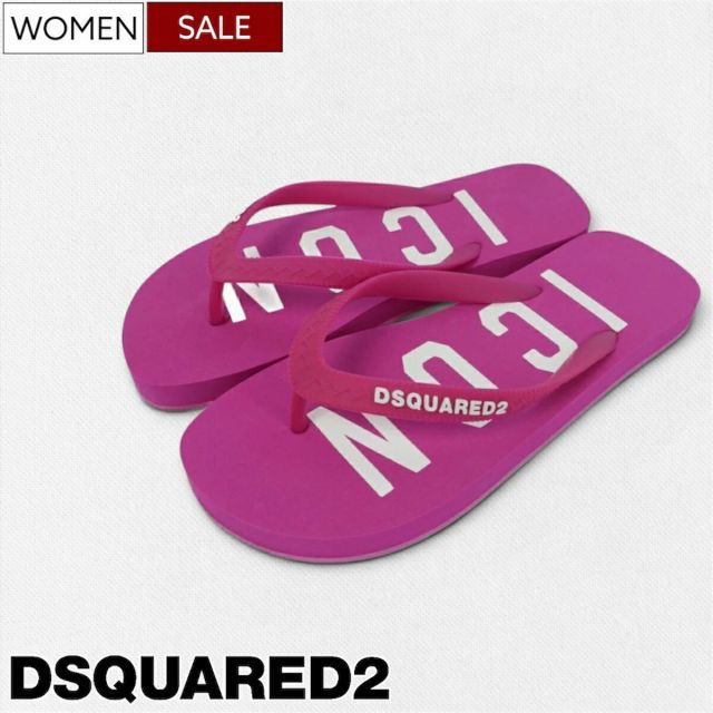 【定価23,100円(税込)】DSQUARED2 ディースクエアード 楽チンな履き心地とDSQUARED2らしい遊び心をプラスした一足！ICON＆ブランドロゴ入り ビーチサンダル ブランドロゴ S83FF0001 ピンク ビーチサンダル 定番 ラグスポ レディ