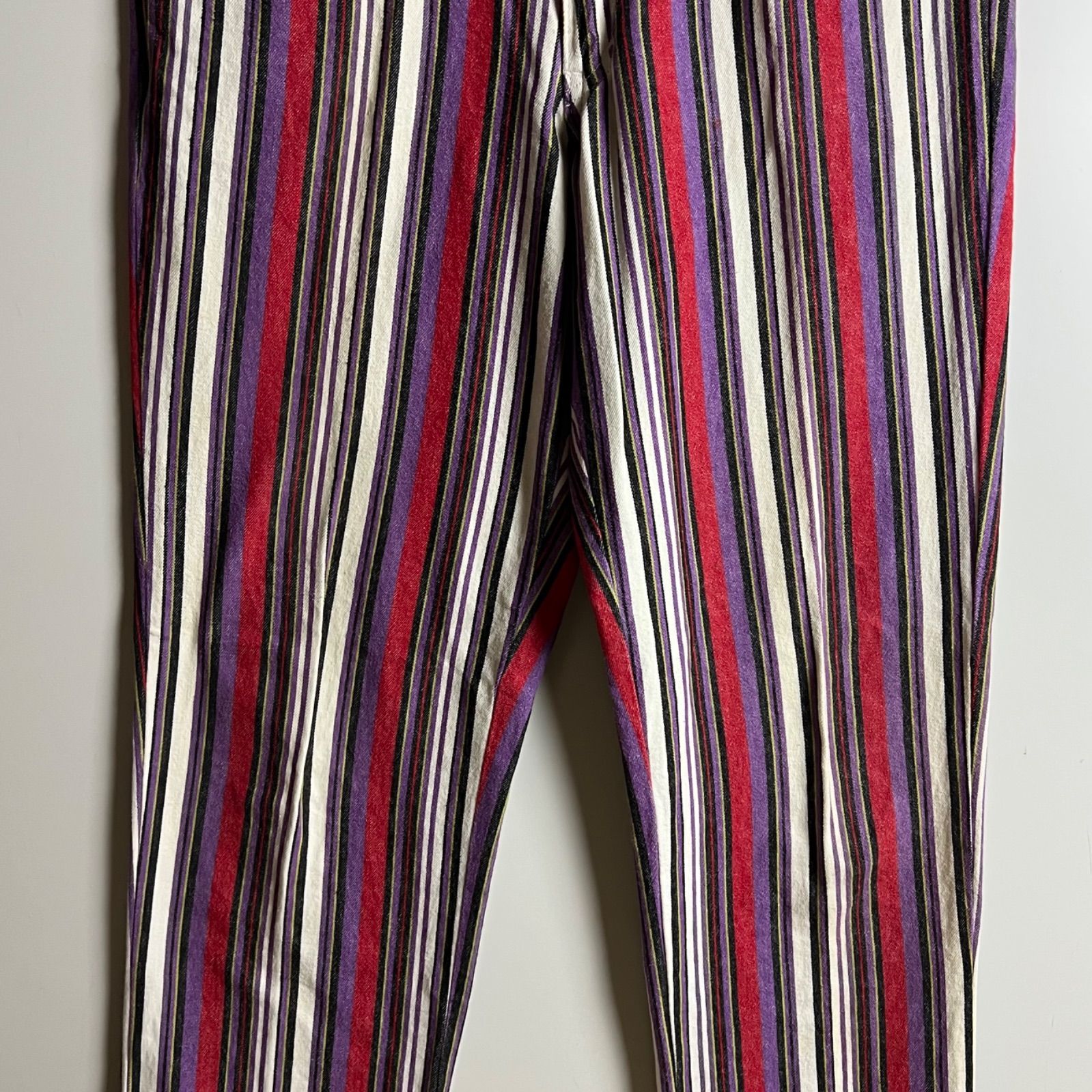 FICCE 80s rainbow cotton pants L フィッチェ カラフル ストライプ 