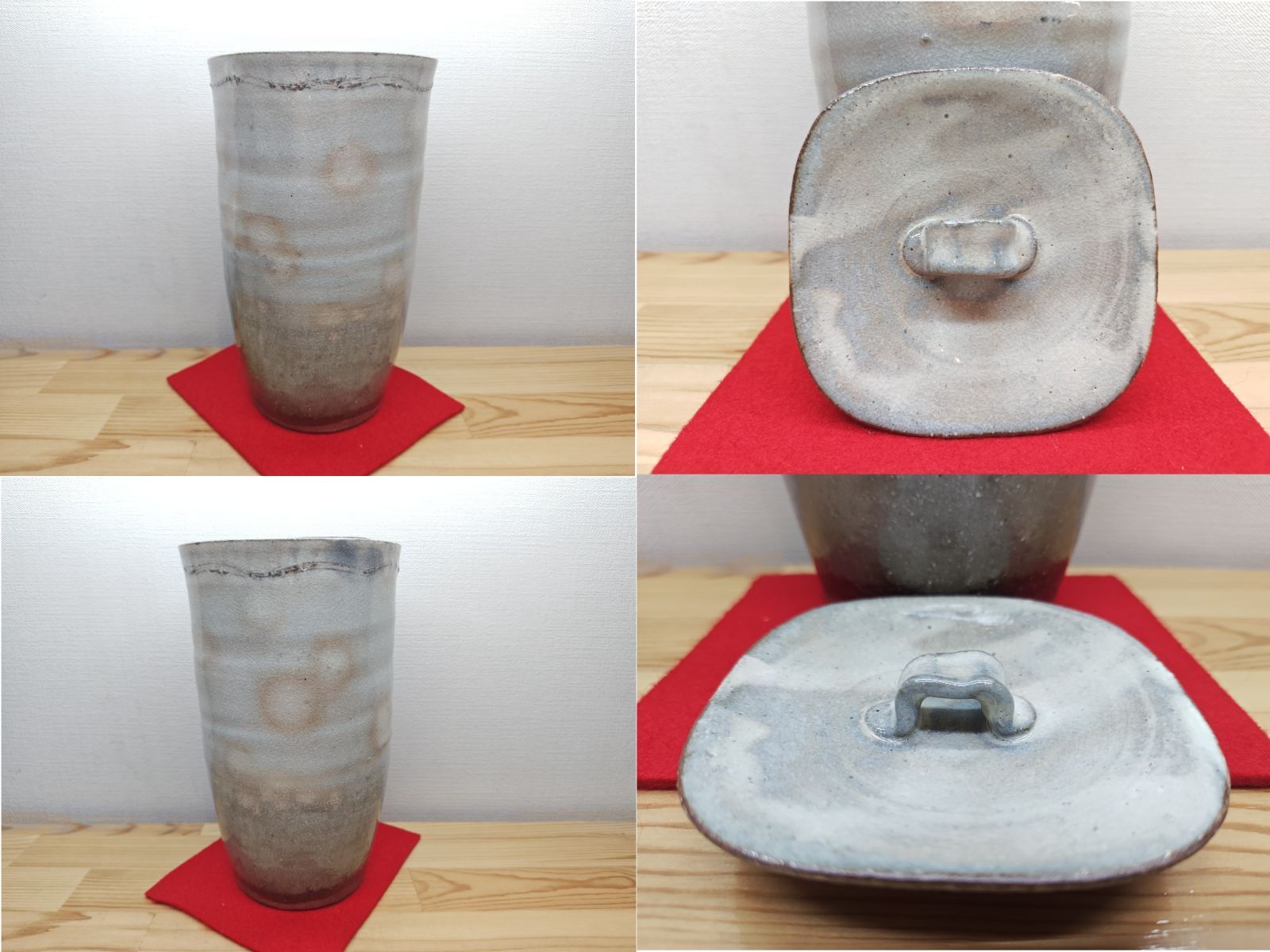 【逢絢亭・中古品】茶道具 水指 細水指 萩焼 四方形 裏千家 １５代家元 鵬雲斎大宗匠書付 １２代 田原陶兵衛 共箱入り