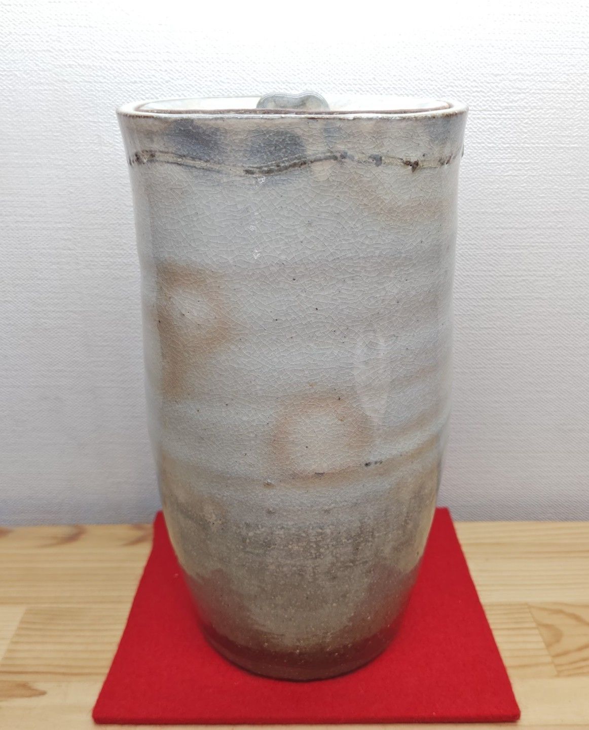 【逢絢亭・中古品】茶道具 水指 細水指 萩焼 四方形 裏千家 15代家元 鵬雲斎大宗匠書付 12代 田原陶兵衛 共箱入り