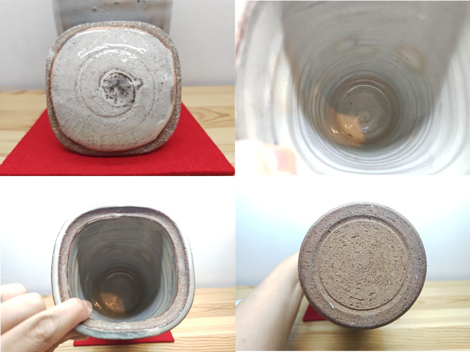 【逢絢亭・中古品】茶道具 水指 細水指 萩焼 四方形 裏千家 １５代家元 鵬雲斎大宗匠書付 １２代 田原陶兵衛 共箱入り
