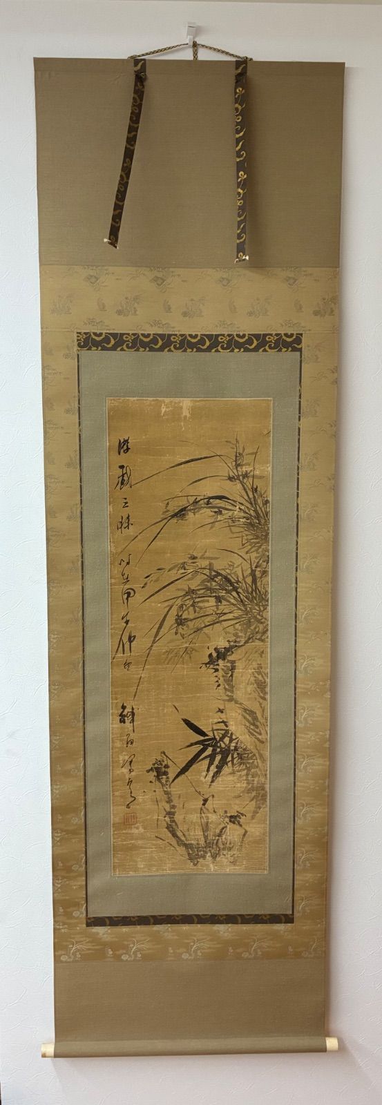 中国美術 掛け軸 蘭竹図 游戲三昧 紙本墨画 水墨画 古美術