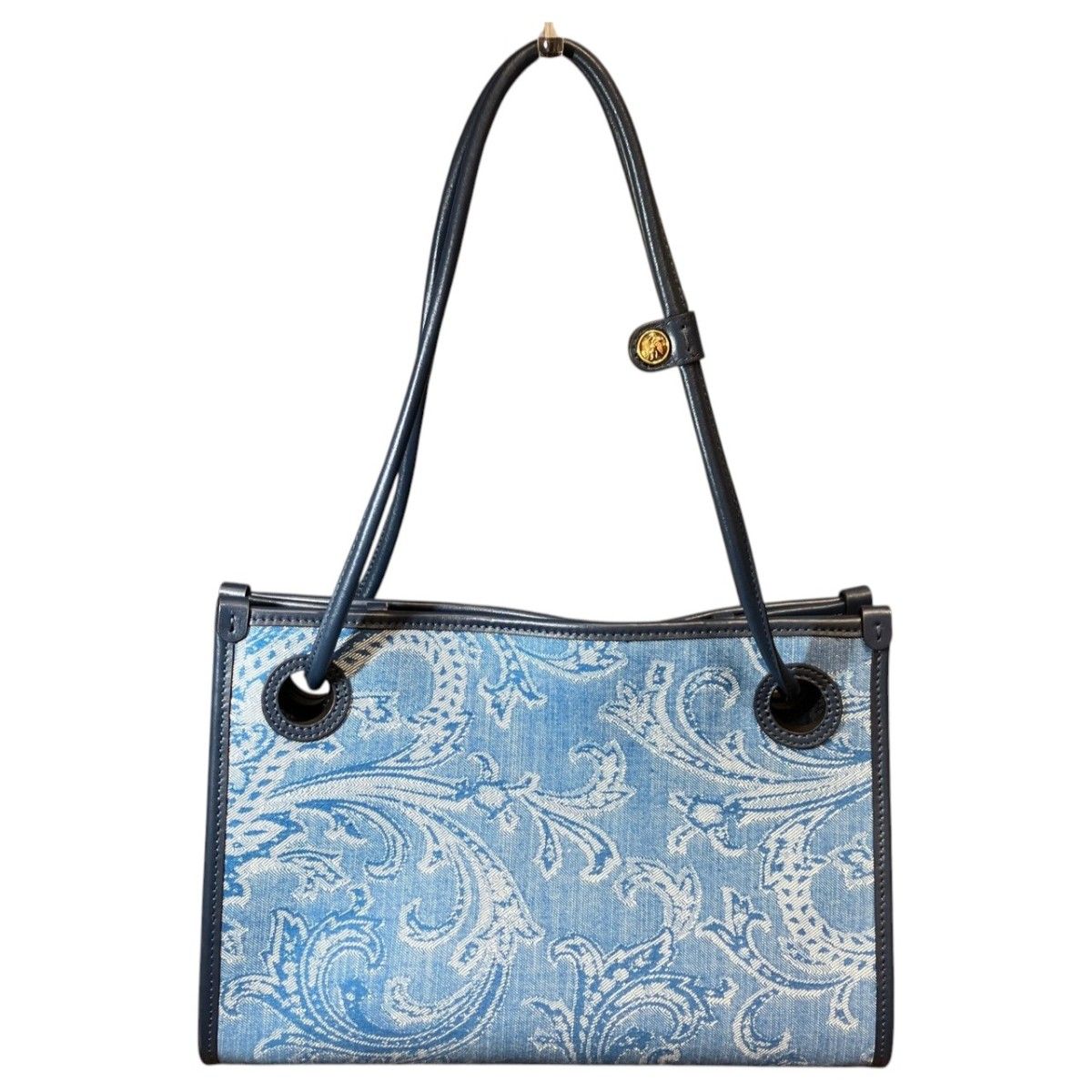 エトロ ETRO ジャカード デニム アイズ トートバッグ コットンデニム カーフレザー ナイロン WP1D0058AQ364 レディース