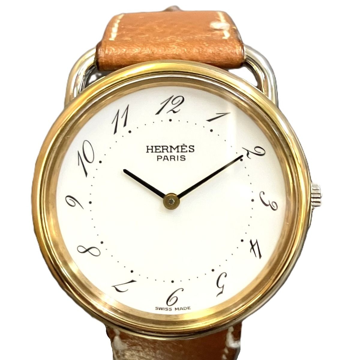 エルメス　アルソーコンビ　クオーツ腕時計 使用品373822®️ エルメス HERMES アルソー 腕時計 総重量約28.9g SS 本革 クオーツ