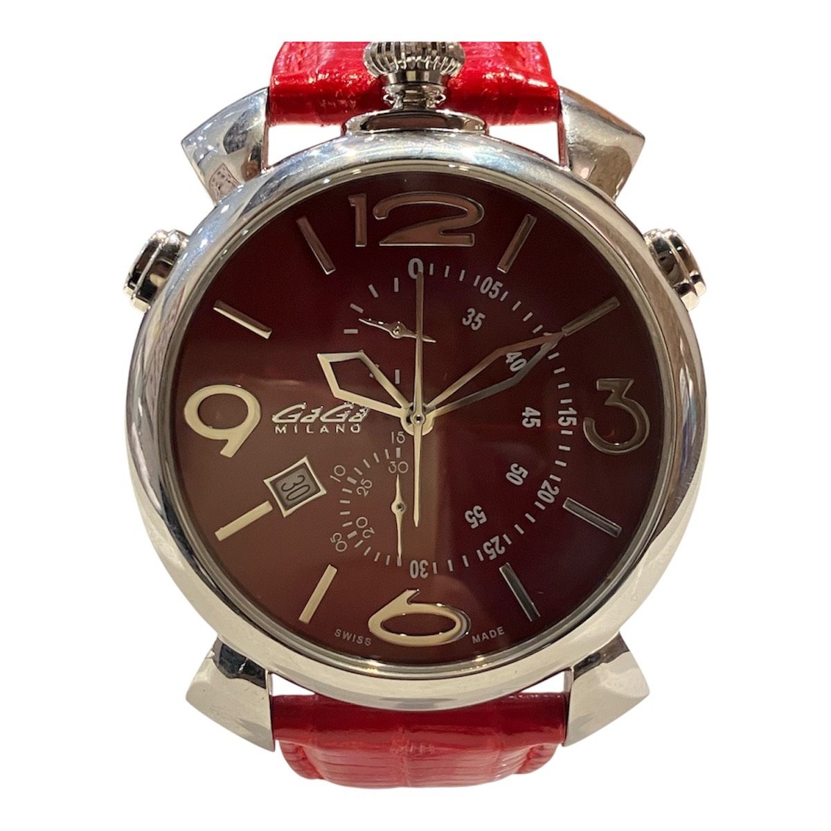 GaGa Milano ブラウン クロノグラフ ガガ・ミラノ Gaga Milano マヌアーレ シン クロノ 46MM デイト クロノ