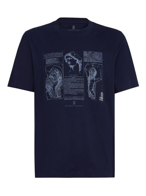 BRUNELLO CUCINELLI プリントコットン Tシャツ 送料無料