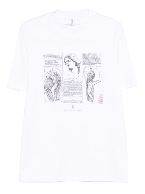 BRUNELLO CUCINELLI プリントコットン Tシャツ 送料無料
