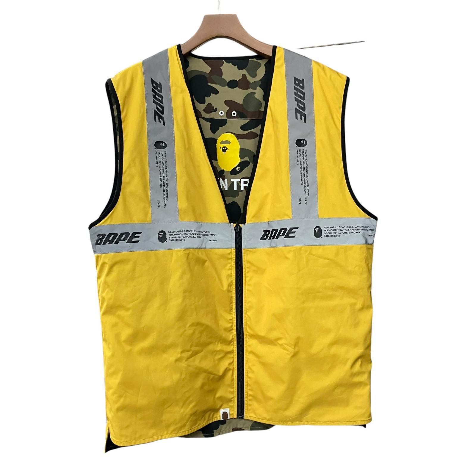 199990 A BATHING APE アベイシングエイプ 反射板　リバーシブル　2LAYER REVERSIBLE UTILITY VEST マルチカラー/イエロー メンズ