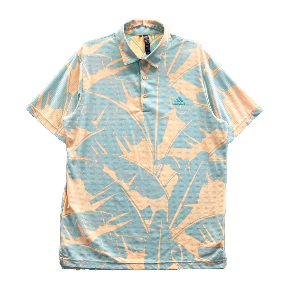 サイズ：O ADIDAS GOLF アディダスゴルフ GM0249 半袖ポロシャツ ボタニカル 総柄 オレンジ系 [240101690662] ゴルフウェア メンズ ストスト