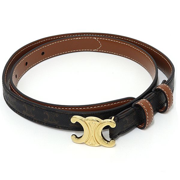 【ほぼ新品】CELINE トリオンフ ベルト 18mm ブラウン セリーヌ CELINE トリオンフ ベルト 18MM トリオンフキャンバス カーフ