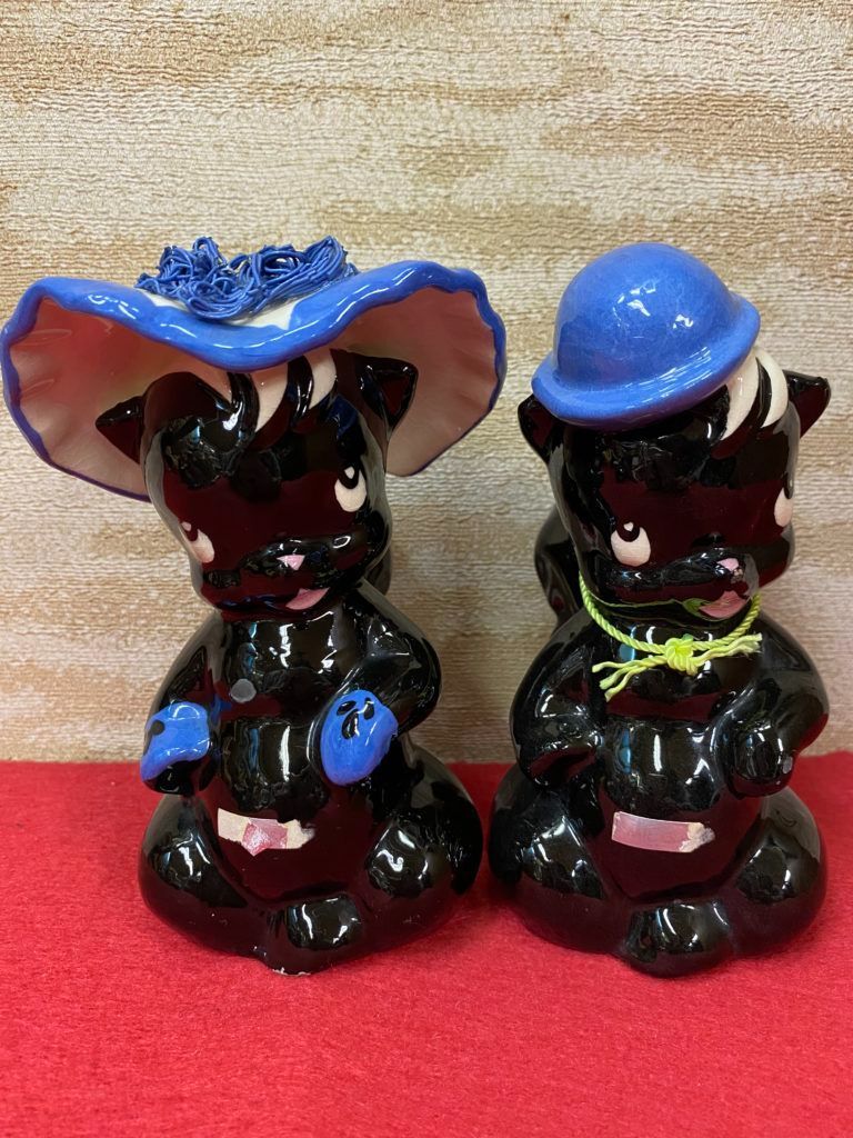 1950s ビンテージ スカンク ペア 陶器 置物 プランター ★ 帽子 bambi バンビ サンパー フラワー 50s 60s レトロ アンティーク 人形