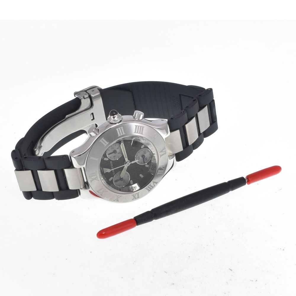 カルティエ CARTIER W10125U2 クロノスカフ21 クロノグラフ ブラック