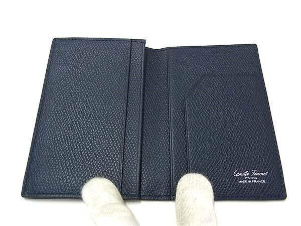 新品未使用　カミーユフォルネ　名刺入れ　ネイビー □新品□未使用□ Camille Fournet カミーユフォルネ レザー カード