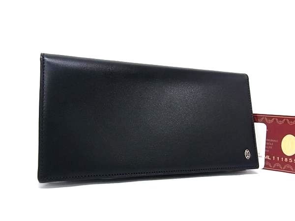 ■新品同様■ Cartier カルティエ パシャ レザー 二つ折り 長財布 ウォレット 札入れ カード入れ メンズ ブラック系 FW5186
