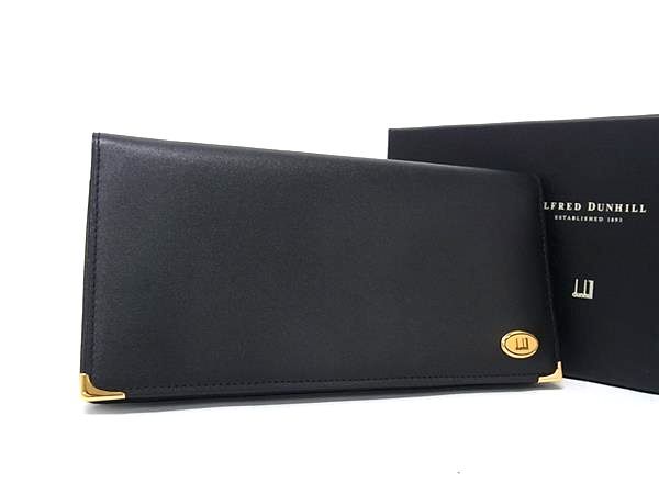 ■新品■未使用■ dunhill ダンヒル オックスフォード レザー 二つ折り 長財布 ウォレット 札入れ メンズ ブラック系 FQ8089