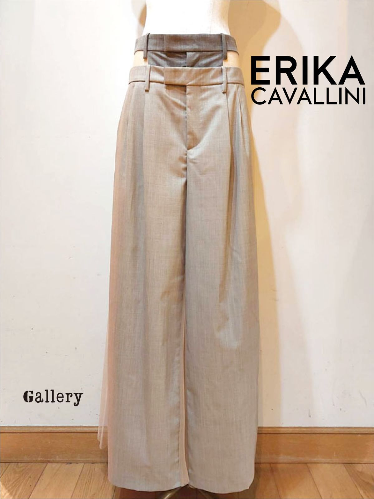 【未使用・新品】【公式正規取扱い】ERIKA CAVALLINI(エリカカヴァリーニ) バギーパンツ チュール プリーツパンツ シースルー インポート