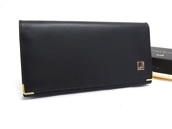 ■極美品■ dunhill ダンヒル レザー 二つ折り 長財布 ウォレット 札入れ カード入れ メンズ ブラック系 FZ3398