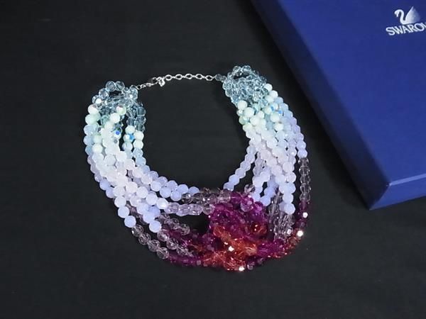 ■新品同様■ SWAROVSKI スワロフスキー クリスタルビーズ ネックレス アクセサリー レディース マルチカラー BU0557