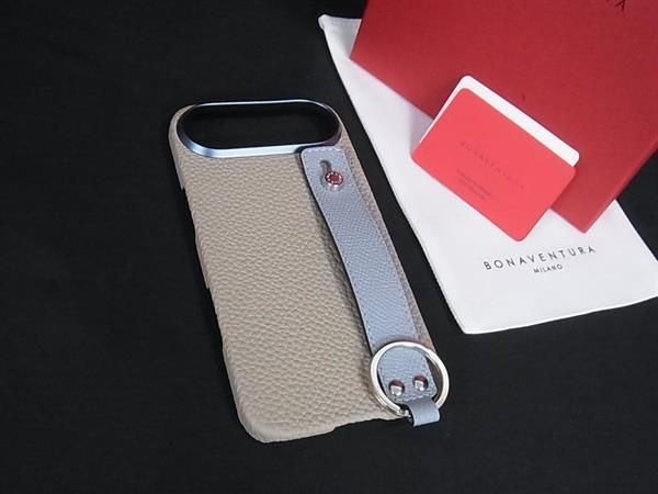 ■新品■未使用■ BONAVENTURA ボナベンチュラ レザー iPhone Air 対応 スマホケース グレージュ系×ライトブルー系 BU0536