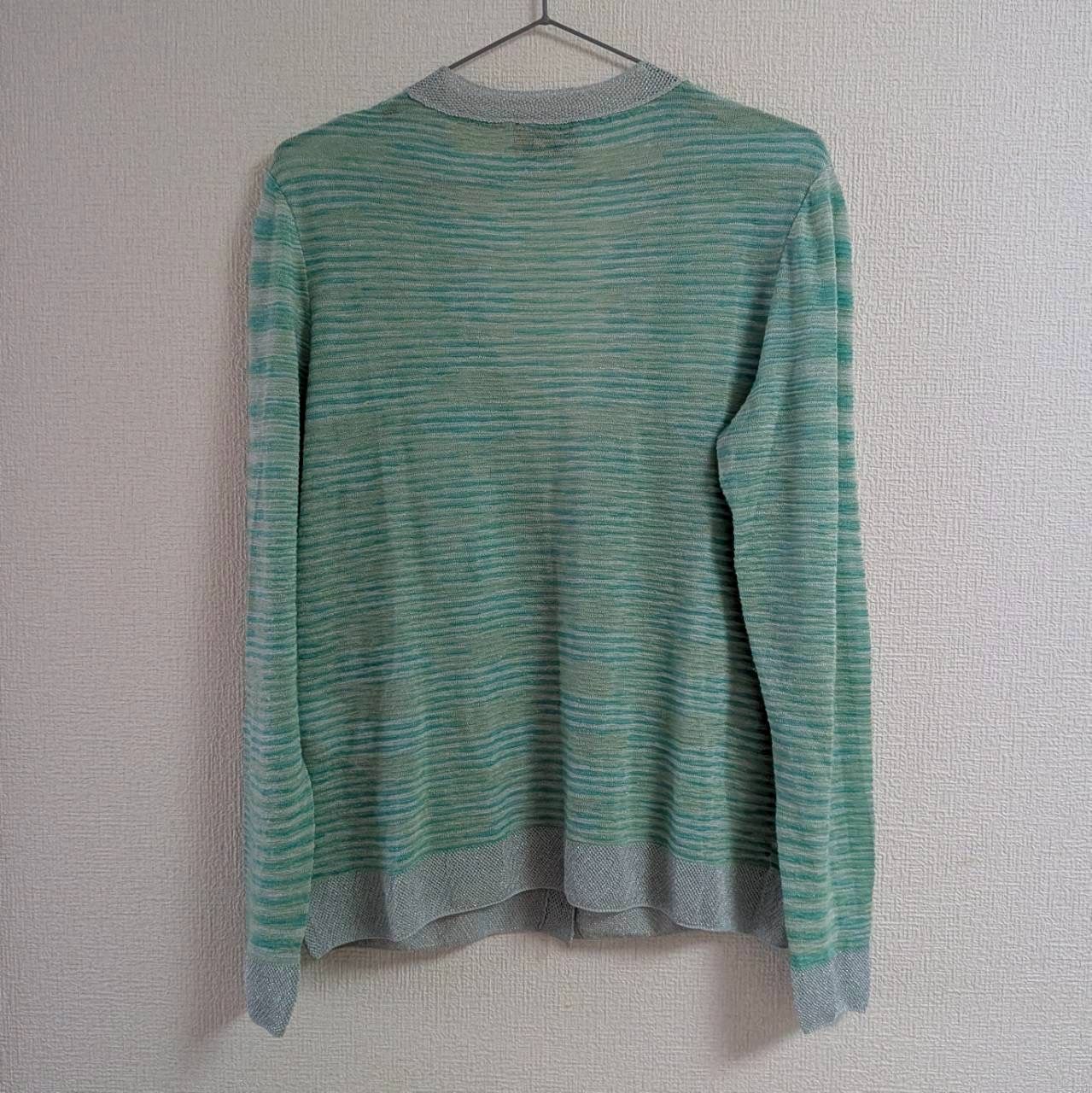 ミッソーニ MISSONI イタリア製 ボーダー柄 シアーニットカーディガン