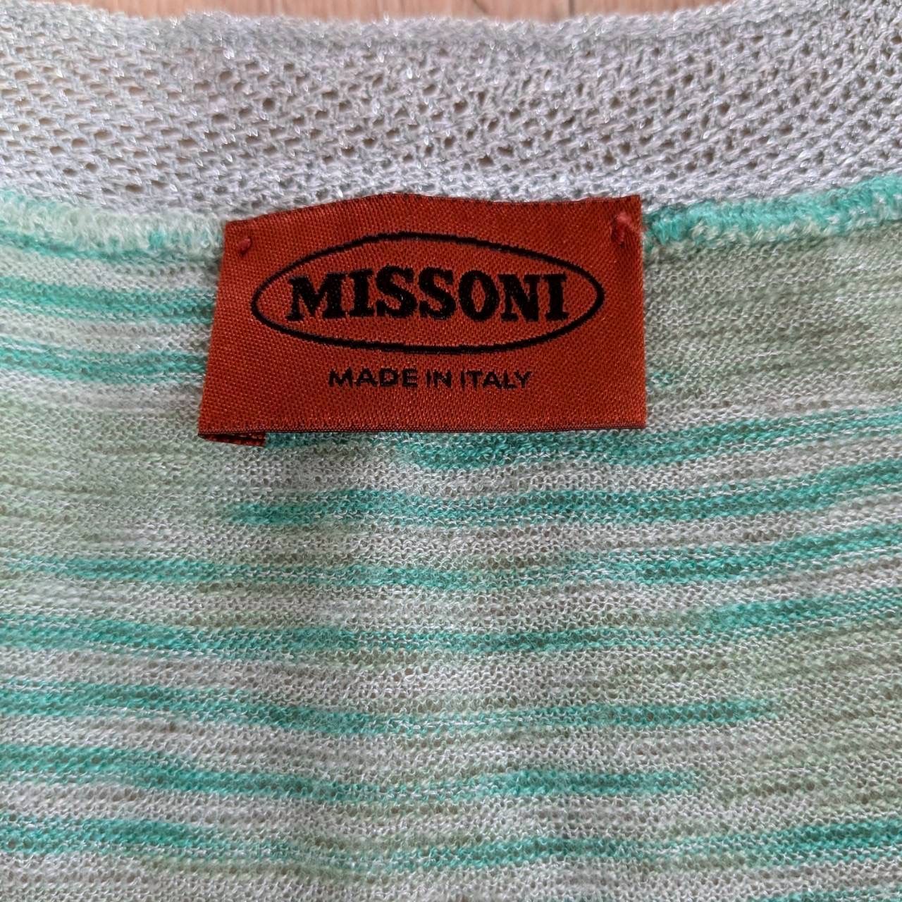 ミッソーニ MISSONI イタリア製 ボーダー柄 シアーニットカーディガン